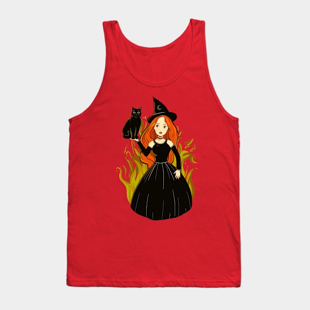 Cute witch with a black cat Tank Top by Mimie20